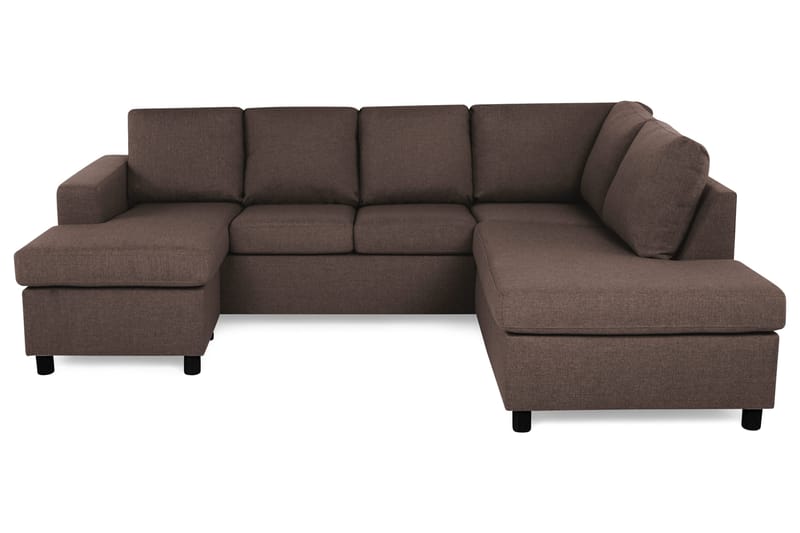 Crazy 4-seters Høyrevendt U-formet Small Sofa med Divan og Sjeselong i Stoff, Brun