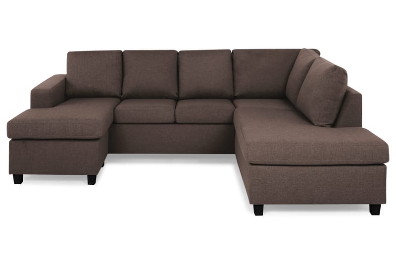 Crazy 4-seters Høyrevendt U-formet Small Sofa med Divan og Sjeselong i Stoff, Brun