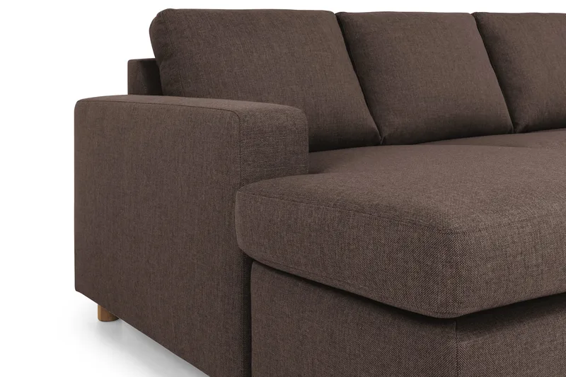 Crazy 4-seters Høyrevendt U-formet Small Sofa med Divan og Sjeselong i Stoff - Brun - Møbler - Sofaer - U-sofa