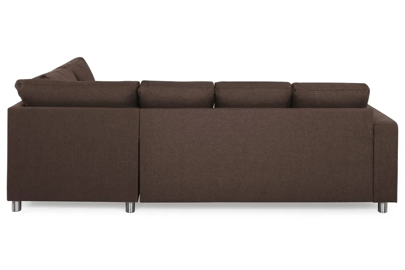 Crazy 4-seters Høyrevendt U-formet Small Sofa med Divan og Sjeselong i Stoff - Brun - Møbler - Sofaer - U-sofa