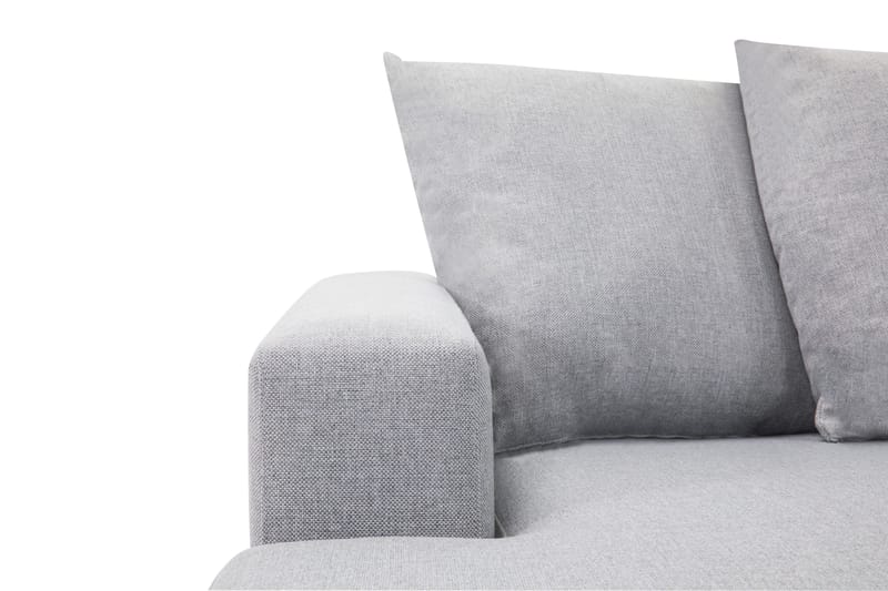 Crazy 4-seters Høyrevendt U-formet Small Sofa med Divan og Sjeselong i Stoff inkl. Pynteputer - Grå - Møbler - Sofaer - U-sofa