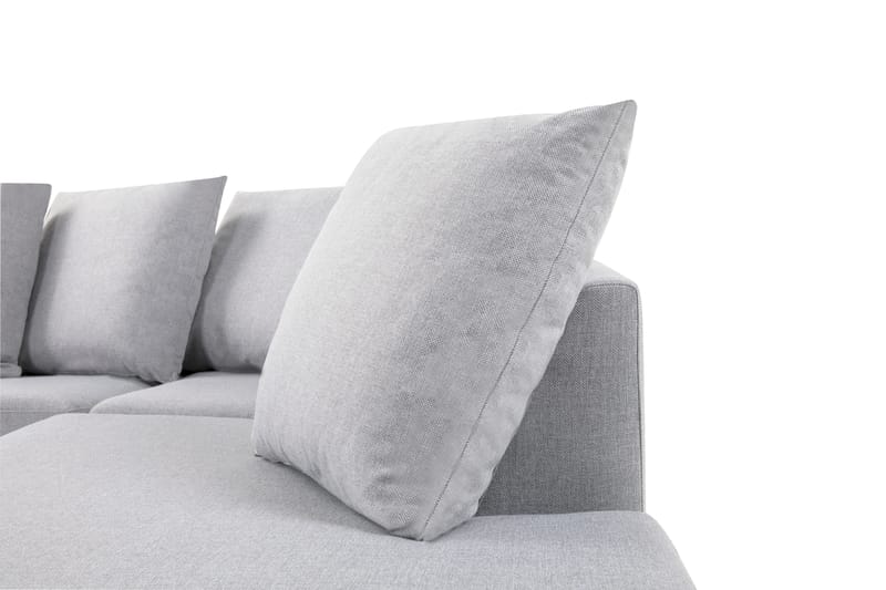 Crazy 4-seters Høyrevendt U-formet Small Sofa med Divan og Sjeselong i Stoff inkl. Pynteputer - Grå - Møbler - Sofaer - U-sofa