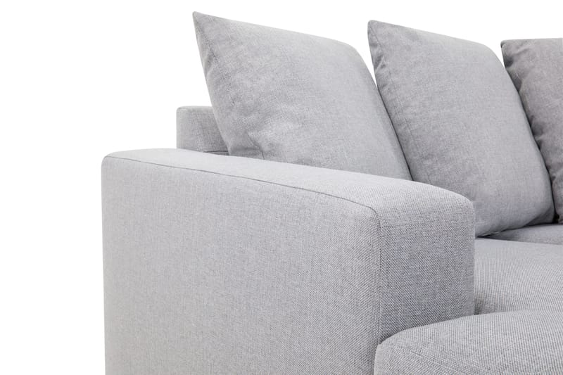 Crazy 4-seters Høyrevendt U-formet Small Sofa med Divan og Sjeselong i Stoff inkl. Pynteputer - Grå - Møbler - Sofaer - U-sofa