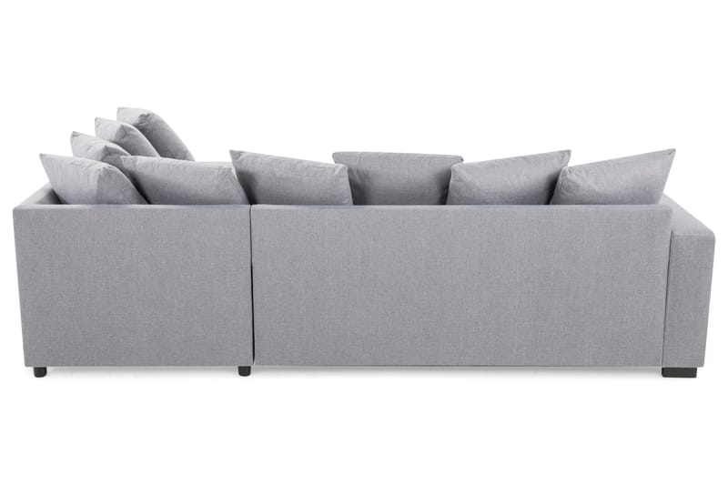 Crazy 4-seters Høyrevendt U-formet Small Sofa med Divan og Sjeselong i Stoff inkl. Pynteputer - Grå - Møbler - Sofaer - U-sofa