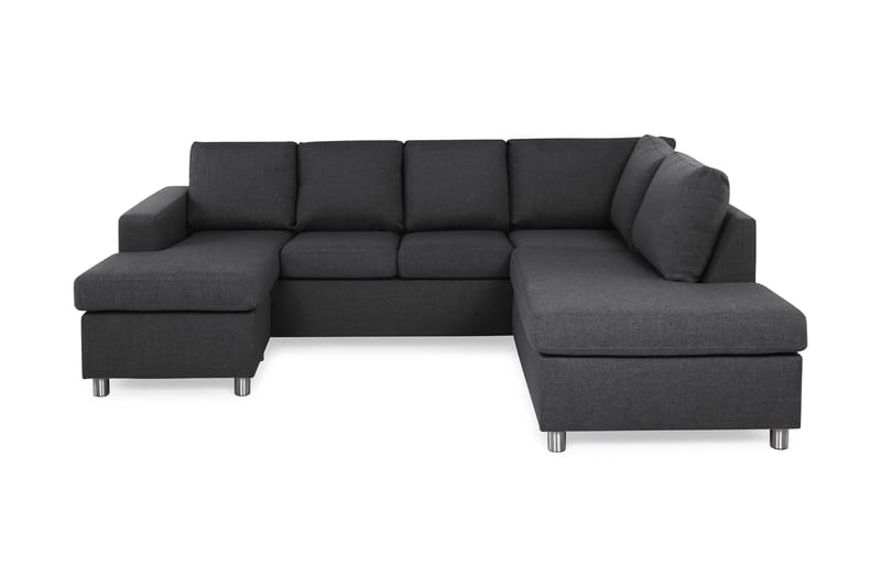 Crazy 4-seters Høyrevendt U-formet Small Sofa med Divan og Sjeselong i Stoff - Mørk grå - Møbler - Sofaer - U-sofa