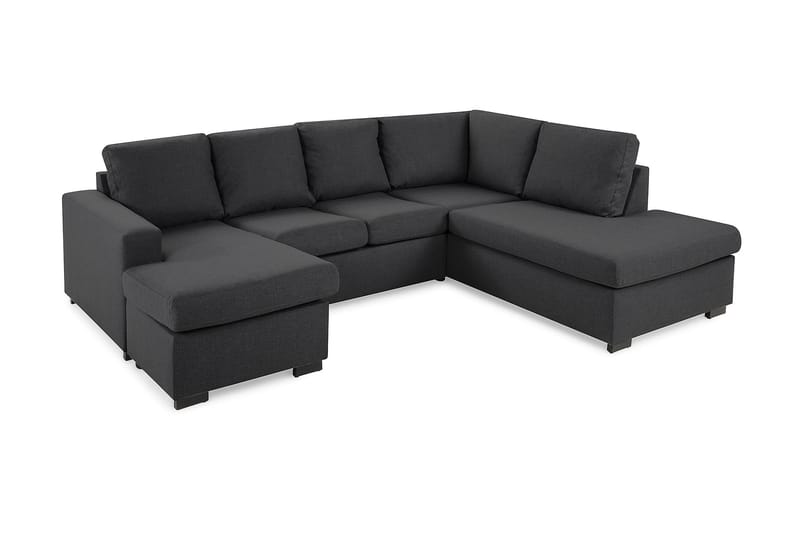 Crazy 4-seters Høyrevendt U-formet Small Sofa med Divan og Sjeselong i Stoff - Mørk grå - Møbler - Sofaer - U-sofa