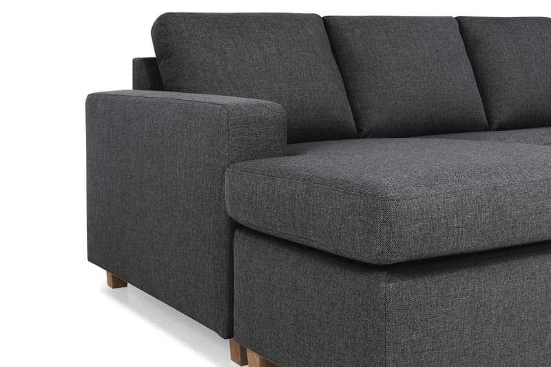 Crazy 4-seters Høyrevendt U-formet Small Sofa med Divan og Sjeselong i Stoff - Mørk grå - Møbler - Sofaer - U-sofa