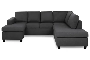 Crazy 4-seters Høyrevendt U-formet Small Sofa med Divan og Sjeselong i Stoff