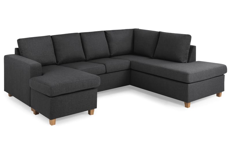 Crazy 4-seters Høyrevendt U-formet Small Sofa med Divan og Sjeselong i Stoff - Mørk grå - Møbler - Sofaer - U-sofa