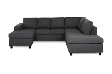 Crazy 4-seters Høyrevendt U-formet Small Sofa med Divan og Sjeselong i Stoff