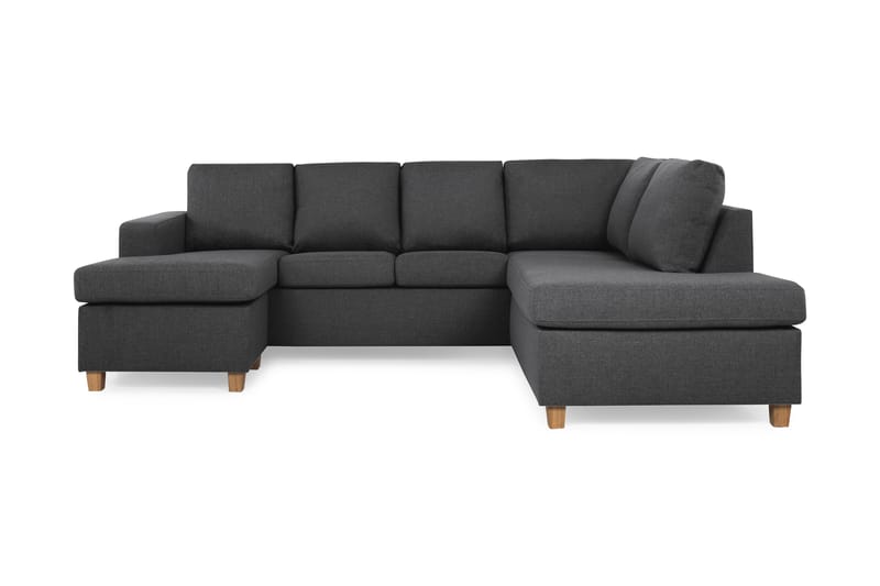 Crazy 4-seters Høyrevendt U-formet Small Sofa med Divan og Sjeselong i Stoff - Mørk grå - Møbler - Sofaer - U-sofa