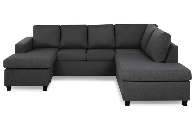 Crazy 4-seters Høyrevendt U-formet Small Sofa med Divan og Sjeselong i Stoff - Mørk grå - Møbler - Sofaer - U-sofa