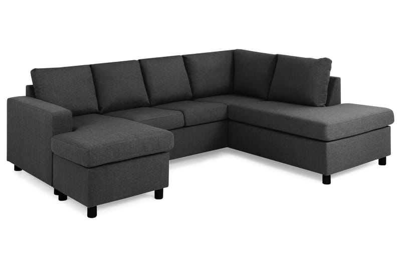 Crazy 4-seters Høyrevendt U-formet Small Sofa med Divan og Sjeselong i Stoff - Mørk grå - Møbler - Sofaer - U-sofa