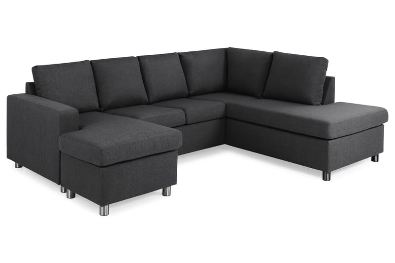 Crazy 4-seters Høyrevendt U-formet Small Sofa med Divan og Sjeselong i Stoff - Mørk grå - Møbler - Sofaer - U-sofa