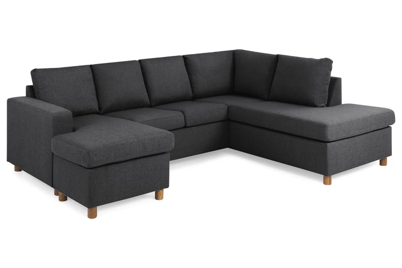 Crazy 4-seters Høyrevendt U-formet Small Sofa med Divan og Sjeselong i Stoff - Mørk grå - Møbler - Sofaer - U-sofa