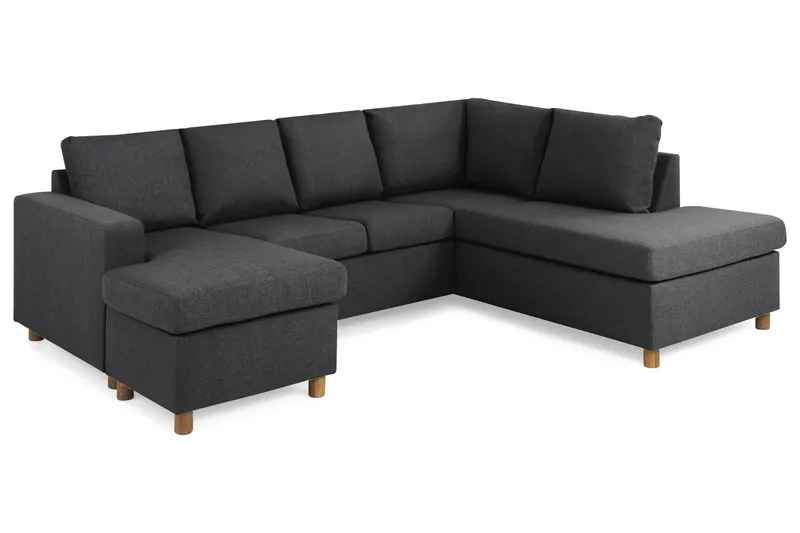 Crazy 4-seters Høyrevendt U-formet Small Sofa med Divan og Sjeselong i Stoff - Mørk grå - Møbler - Sofaer - U-sofa
