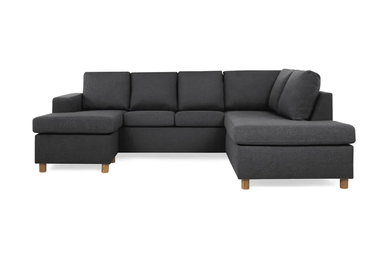 Crazy 4-seters Høyrevendt U-formet Small Sofa med Divan og Sjeselong i Stoff - Mørk grå - Møbler - Sofaer - U-sofa