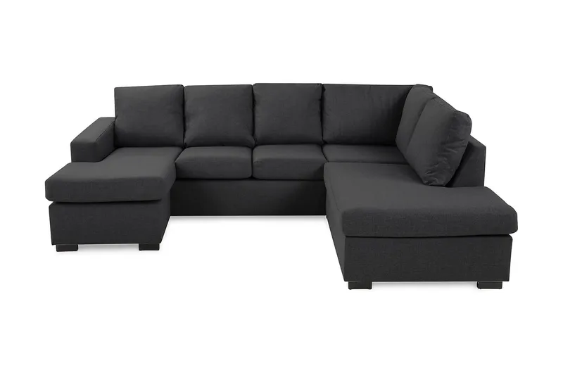 Crazy 4-seters Høyrevendt U-formet Small Sofa med Divan og Sjeselong i Stoff - Mørk grå - Møbler - Sofaer - U-sofa