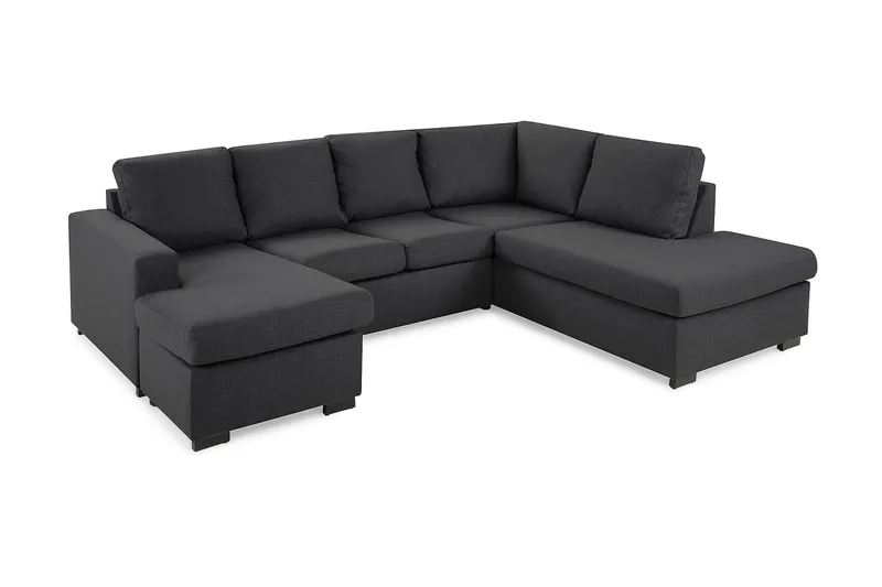 Crazy 4-seters Høyrevendt U-formet Small Sofa med Divan og Sjeselong i Stoff - Mørk grå - Møbler - Sofaer - U-sofa