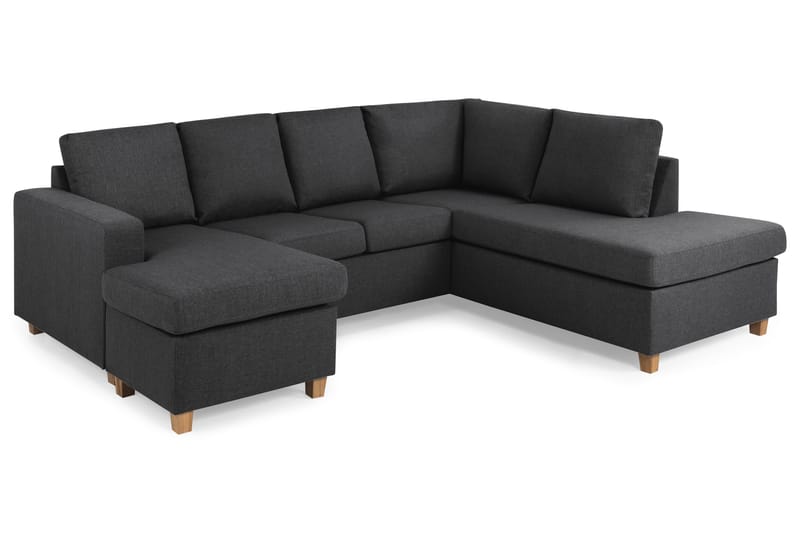 Crazy 4-seters Høyrevendt U-formet Small Sofa med Divan og Sjeselong i Stoff - Mørk grå - Møbler - Sofaer - U-sofa