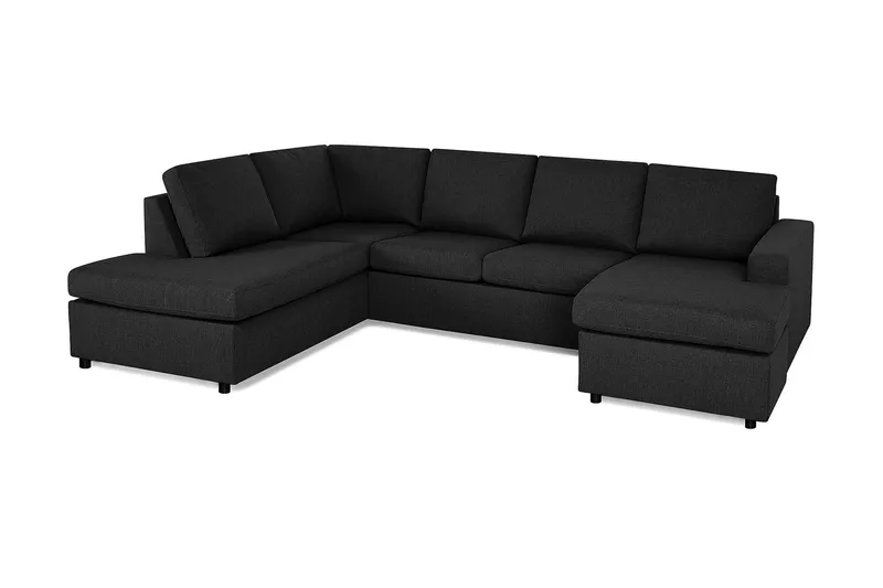 Crazy 4-seters Venstrevendt U-formet Large Sofa med Divan og Sjeselong i Stoff - Antrasitt - Møbler - Sofaer - U-sofa