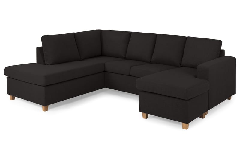 Crazy 4-seters Venstrevendt U-formet Large Sofa med Divan og Sjeselong i Stoff - Antrasitt - Møbler - Sofaer - U-sofa