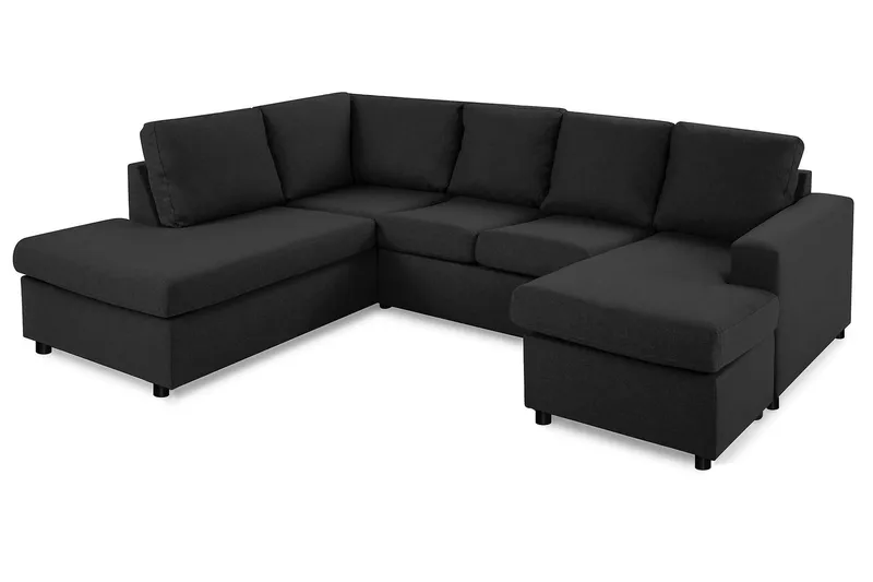 Crazy 4-seters Venstrevendt U-formet Large Sofa med Divan og Sjeselong i Stoff - Antrasitt - Møbler - Sofaer - U-sofa