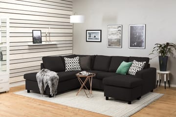 Crazy 4-seters Venstrevendt U-formet Large Sofa med Divan og Sjeselong i Stoff - Antrasitt - Møbler - Sofaer - U-sofa