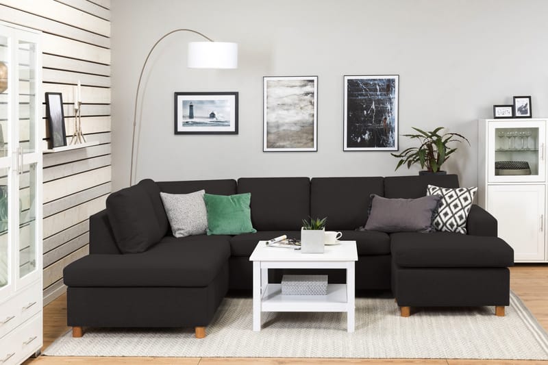 Crazy 4-seters Venstrevendt U-formet Large Sofa med Divan og Sjeselong i Stoff - Antrasitt - Møbler - Sofaer - U-sofa