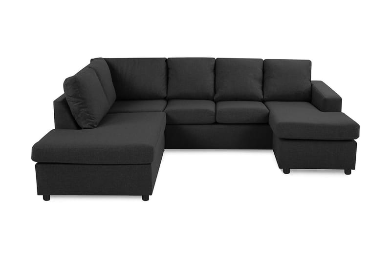 Crazy 4-seters Venstrevendt U-formet Large Sofa med Divan og Sjeselong i Stoff - Antrasitt - Møbler - Sofaer - U-sofa