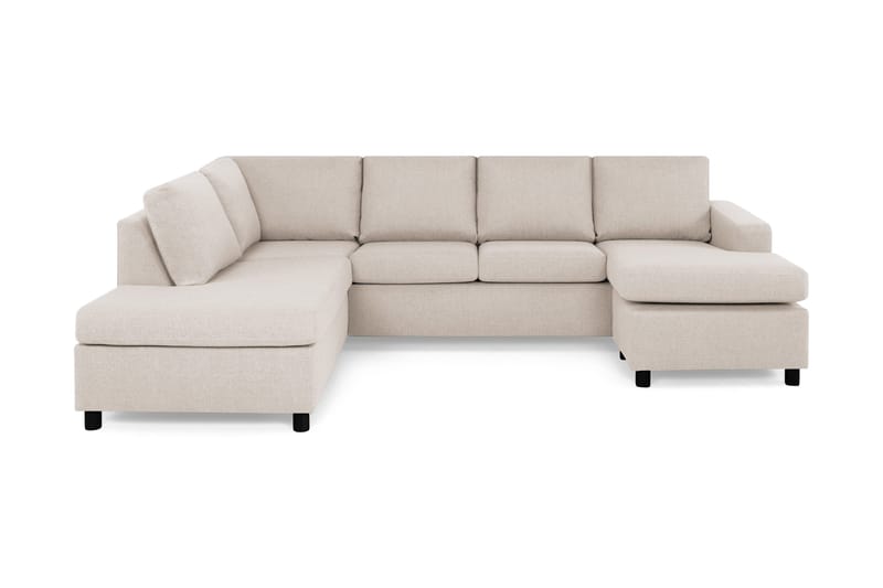 Crazy 4-seters Venstrevendt U-formet Large Sofa med Divan og Sjeselong i Stoff, Beige