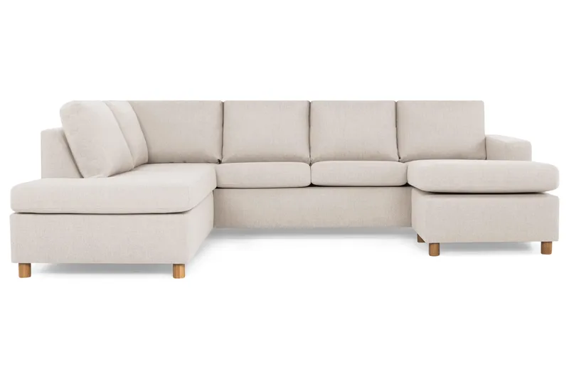 Crazy 4-seters Venstrevendt U-formet Large Sofa med Divan og Sjeselong i Stoff - Beige - Møbler - Sofaer - U-sofa