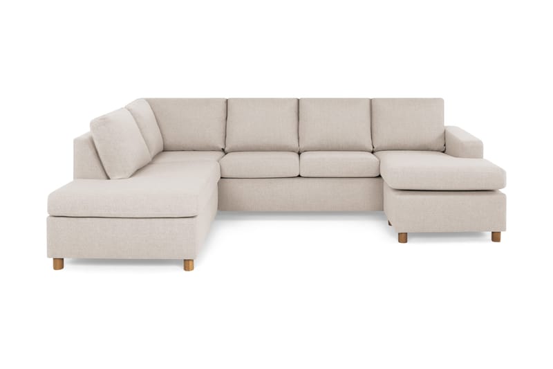 Crazy 4-seters Venstrevendt U-formet Large Sofa med Divan og Sjeselong i Stoff, Beige