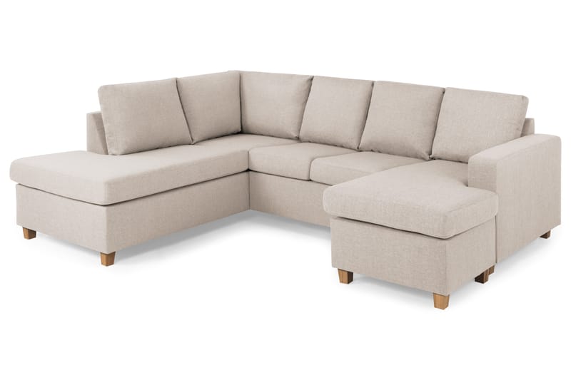 Crazy 4-seters Venstrevendt U-formet Large Sofa med Divan og Sjeselong i Stoff - Beige - Møbler - Sofaer - U-sofa
