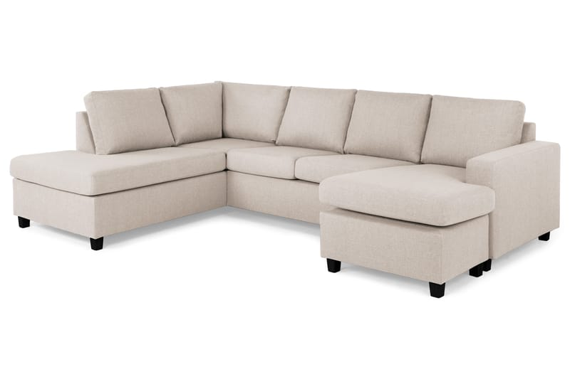 Crazy 4-seters Venstrevendt U-formet Large Sofa med Divan og Sjeselong i Stoff - Beige - Møbler - Sofaer - U-sofa