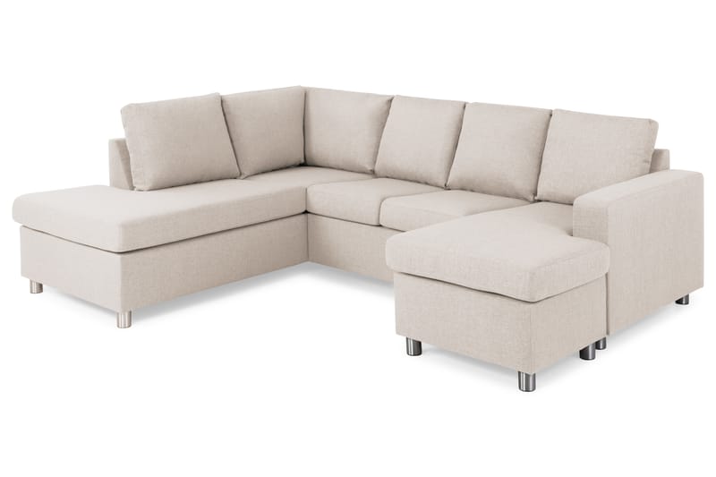 Crazy 4-seters Venstrevendt U-formet Large Sofa med Divan og Sjeselong i Stoff - Beige - Møbler - Sofaer - U-sofa