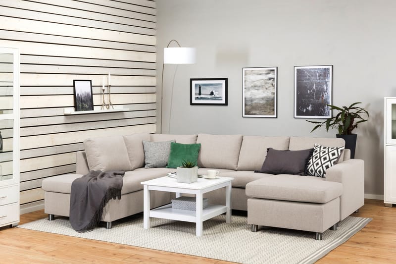 Crazy 4-seters Venstrevendt U-formet Large Sofa med Divan og Sjeselong i Stoff - Beige - Møbler - Sofaer - U-sofa