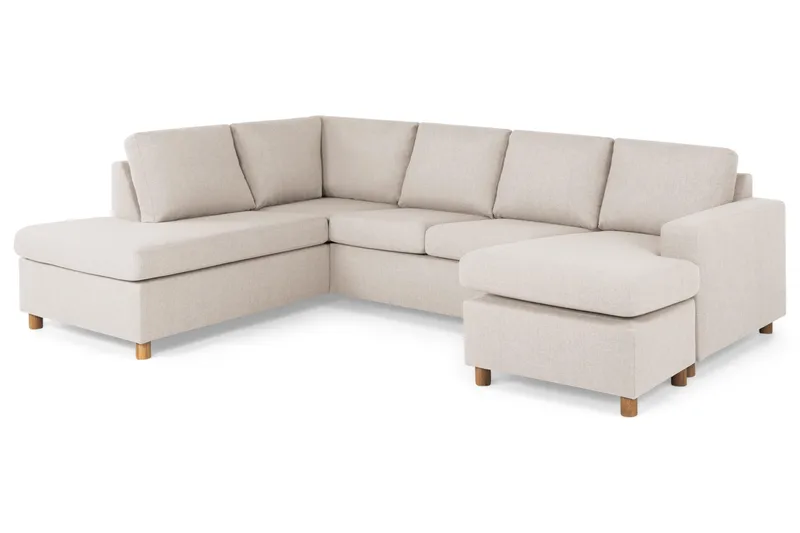 Crazy 4-seters Venstrevendt U-formet Large Sofa med Divan og Sjeselong i Stoff - Beige - Møbler - Sofaer - U-sofa