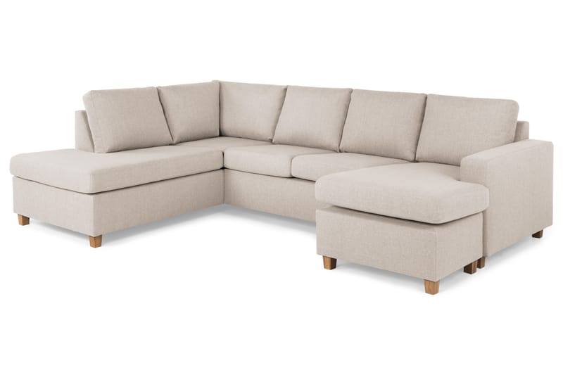 Crazy 4-seters Venstrevendt U-formet Large Sofa med Divan og Sjeselong i Stoff - Beige - Møbler - Sofaer - U-sofa
