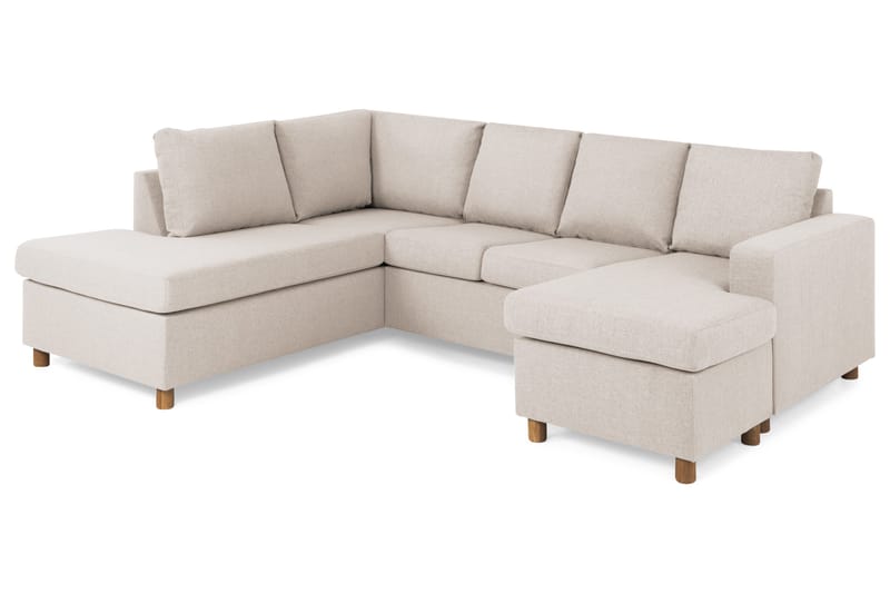 Crazy 4-seters Venstrevendt U-formet Large Sofa med Divan og Sjeselong i Stoff - Beige - Møbler - Sofaer - U-sofa