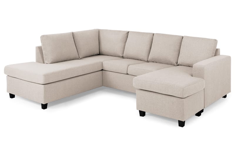 Crazy 4-seters Venstrevendt U-formet Large Sofa med Divan og Sjeselong i Stoff - Beige - Møbler - Sofaer - U-sofa