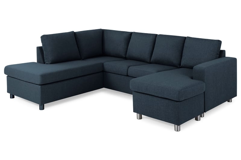 Crazy 4-seters Venstrevendt U-formet Large Sofa med Divan og Sjeselong i Stoff - Blå - Møbler - Sofaer - U-sofa