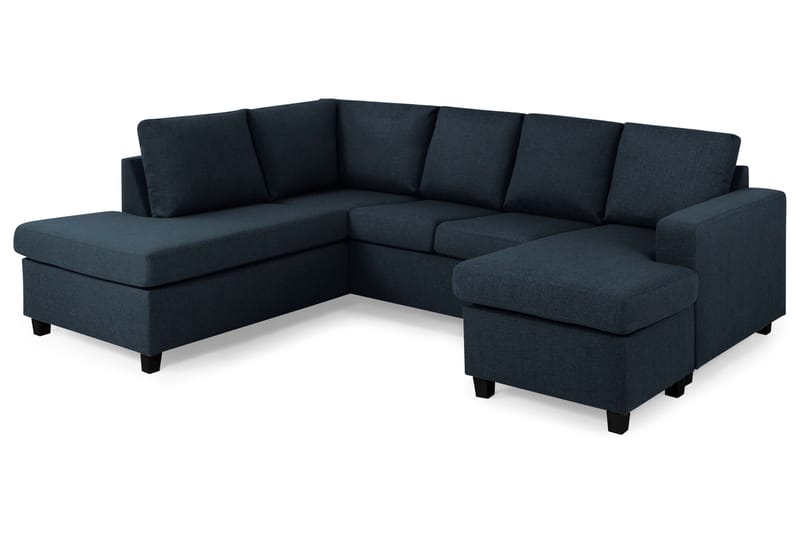 Crazy 4-seters Venstrevendt U-formet Large Sofa med Divan og Sjeselong i Stoff - Blå - Møbler - Sofaer - U-sofa