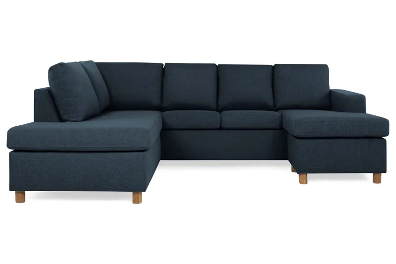 Crazy 4-seters Venstrevendt U-formet Large Sofa med Divan og Sjeselong i Stoff - Blå - Møbler - Sofaer - U-sofa