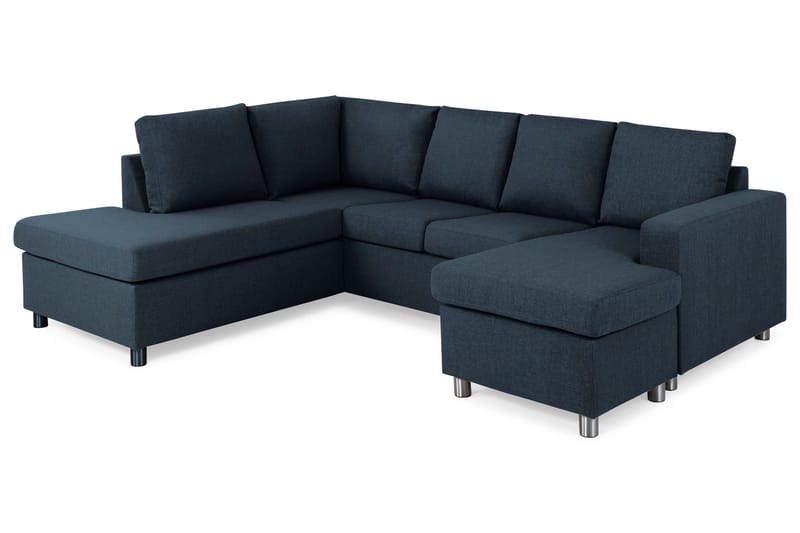 Crazy 4-seters Venstrevendt U-formet Large Sofa med Divan og Sjeselong i Stoff - Blå - Møbler - Sofaer - U-sofa