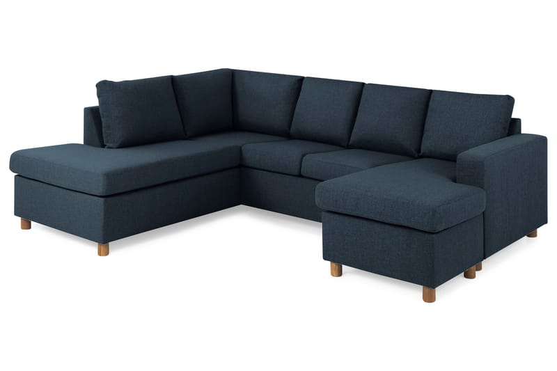 Crazy 4-seters Venstrevendt U-formet Large Sofa med Divan og Sjeselong i Stoff - Blå - Møbler - Sofaer - U-sofa