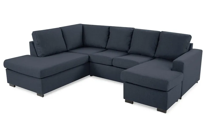 Crazy 4-seters Venstrevendt U-formet Large Sofa med Divan og Sjeselong i Stoff - Blå - Møbler - Sofaer - U-sofa