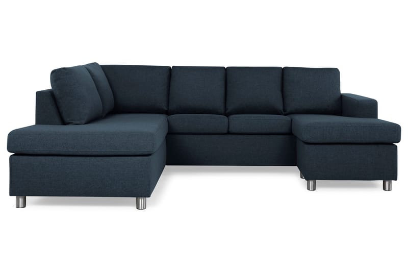 Crazy 4-seters Venstrevendt U-formet Large Sofa med Divan og Sjeselong i Stoff, Blå