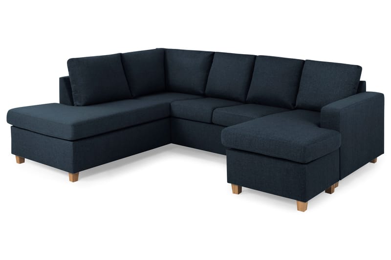 Crazy 4-seters Venstrevendt U-formet Large Sofa med Divan og Sjeselong i Stoff - Blå - Møbler - Sofaer - U-sofa