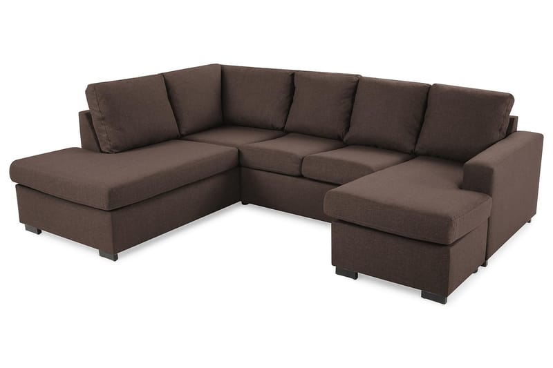 Crazy 4-seters Venstrevendt U-formet Large Sofa med Divan og Sjeselong i Stoff - Brun - Møbler - Sofaer - U-sofa